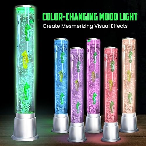 Miniatura 4 de Shop LC - Lámpara eléctrica de caballito de mar, lámpara artificial para acuario de pecera falsa con tubo de burbujas sensorial, lámpara de noche,