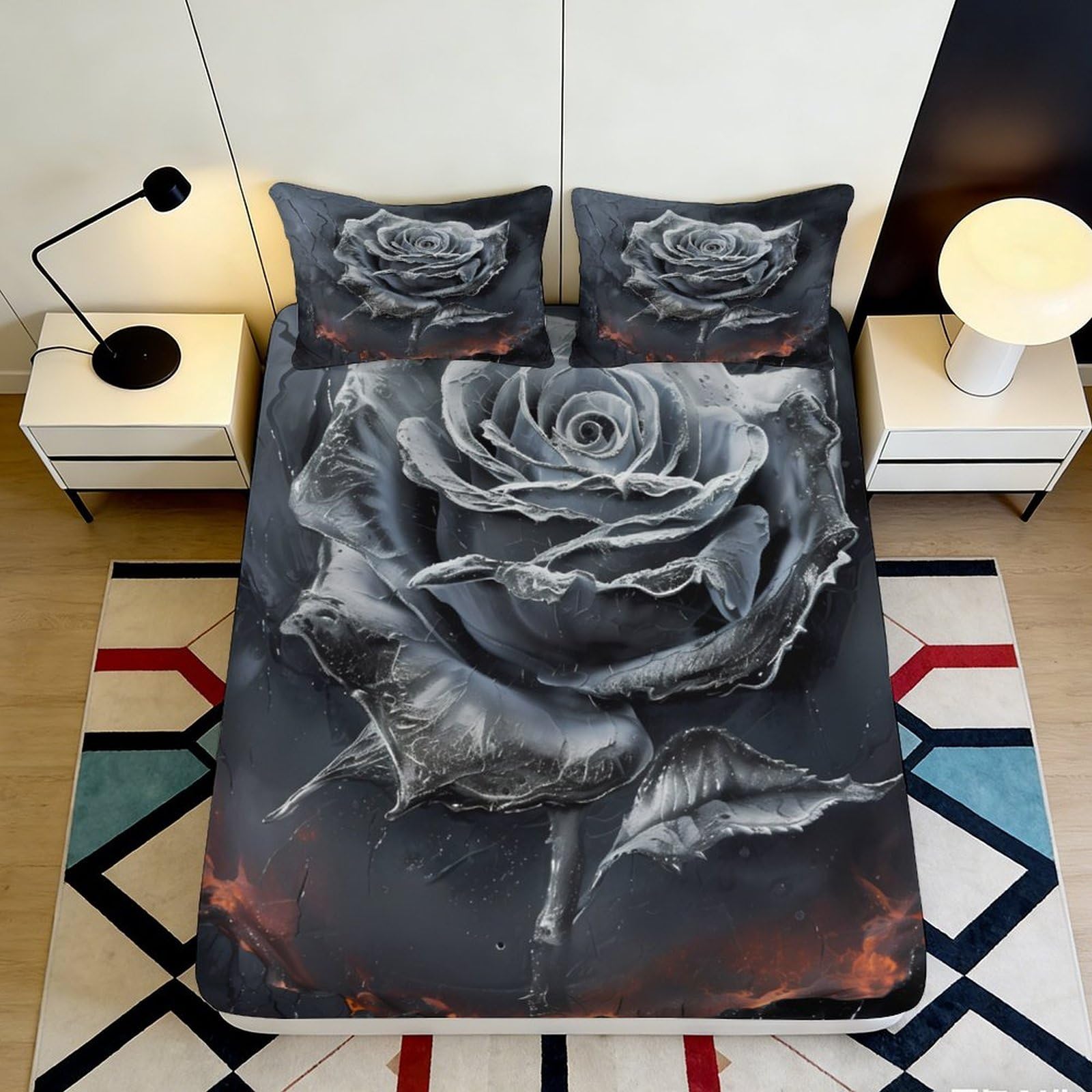 3D Printed Western Cactus Cowboy Fitted Sheet Microfiber Deep Pocket Non-Slip Bedroom Bedding Cactus Mattress Fitted Cover for Home 90x200x25cm