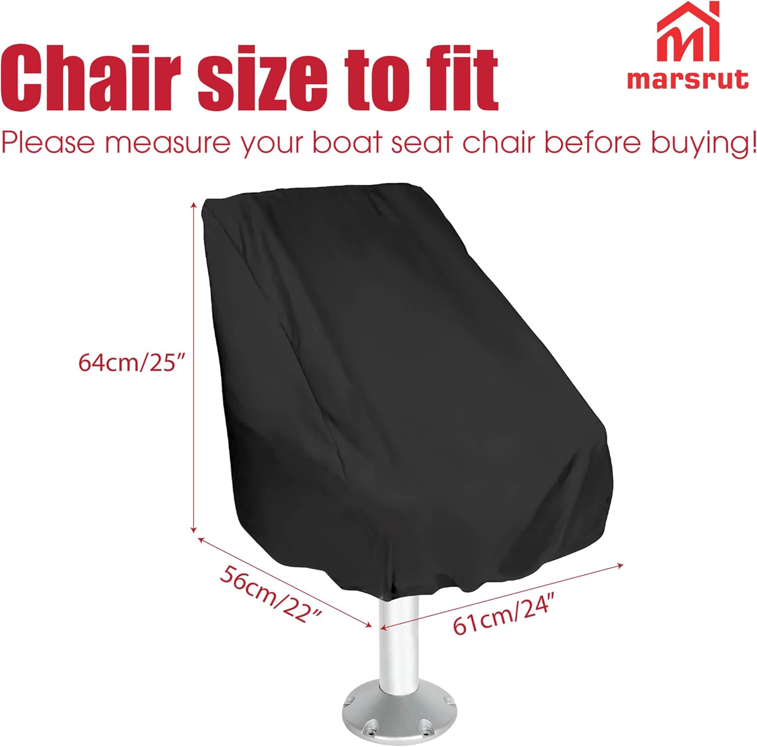 2pcs Boat Seat Covers, Pontoon Captain Chair Slip Cover Waterproof, 210D Oxford Protective Fitted Helm For Pedestal Main Engine Bass Speedboat Seats Bench Outdoor, Weather Marine Dust Resistant, Black