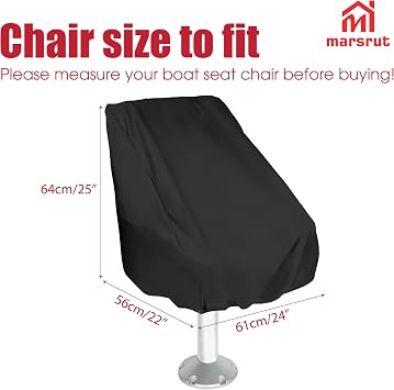 2pcs Boat Seat Covers, Pontoon Captain Chair Slip Cover Waterproof, 210D Oxford Protective Fitted Helm For Pedestal Main Engine Bass Speedboat Seats Bench Outdoor, Weather Marine Dust Resistant, Black