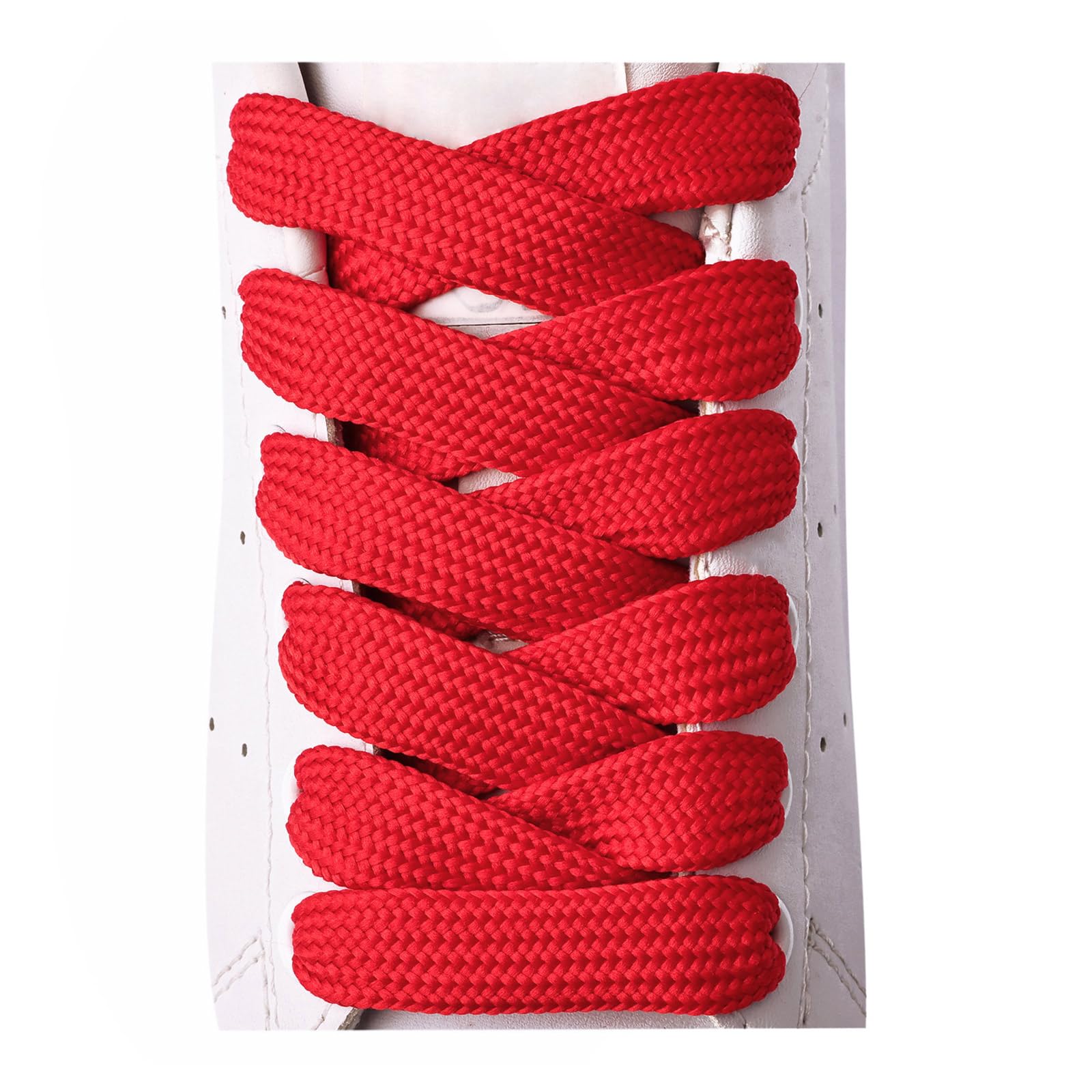 Olukssck 2 Paar- Flach Dicke Schnürsenkel [15mm breit ] Premium Schuhbänder für Turnschuhe, Sportschuhe, Sneakers, Freizeitschuhe, Rot, 94cm