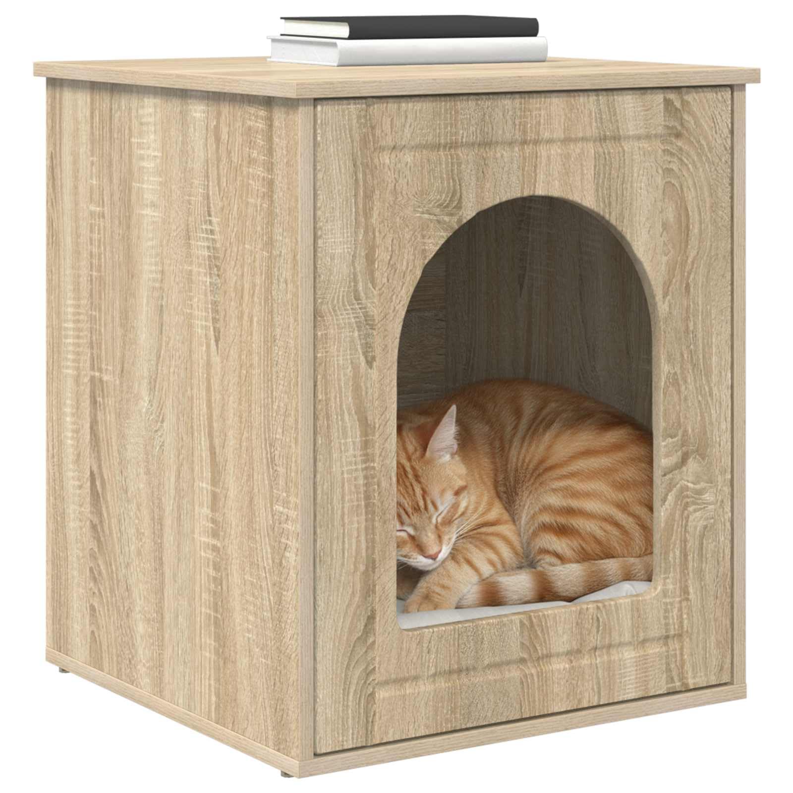 Katzenhaus Sonoma 53 x 52 x 62 cm Holzwerkstoff Katzenhöhle | Modernes Katzenhaus für das Wohnzimmer. Stabiler Rückzugsort aus Holzwerkstoff mit bis zu 60 kg Tragkraft.