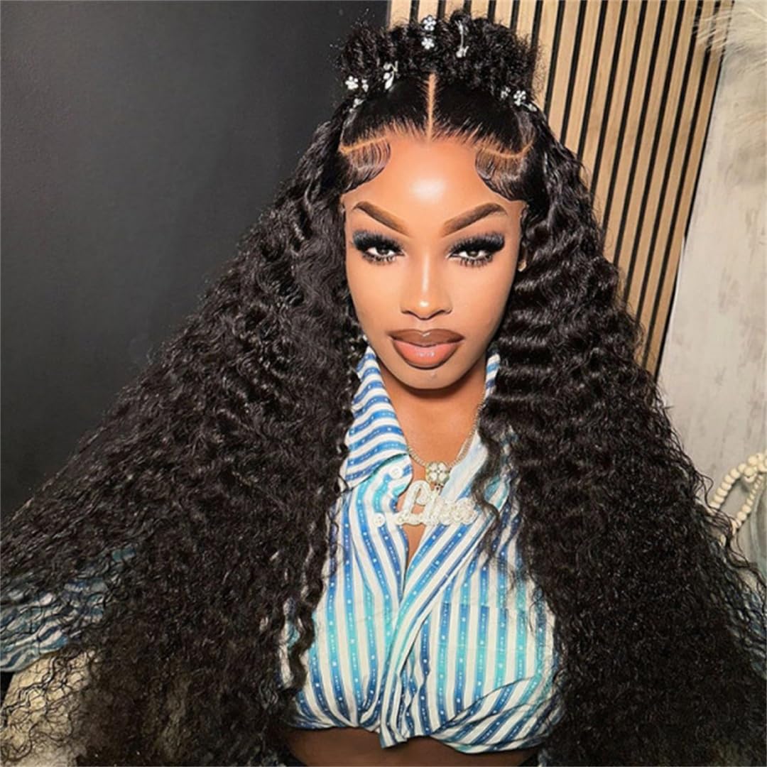 Ali Pearl Wigs Pre Braided Glueless Deep Wave Lace Front Wig 250% Density 13x4 HD Lace Front Human Hair Wigs Pre Styled Pre Cut Lace Ready To Wear Wig Human Hai