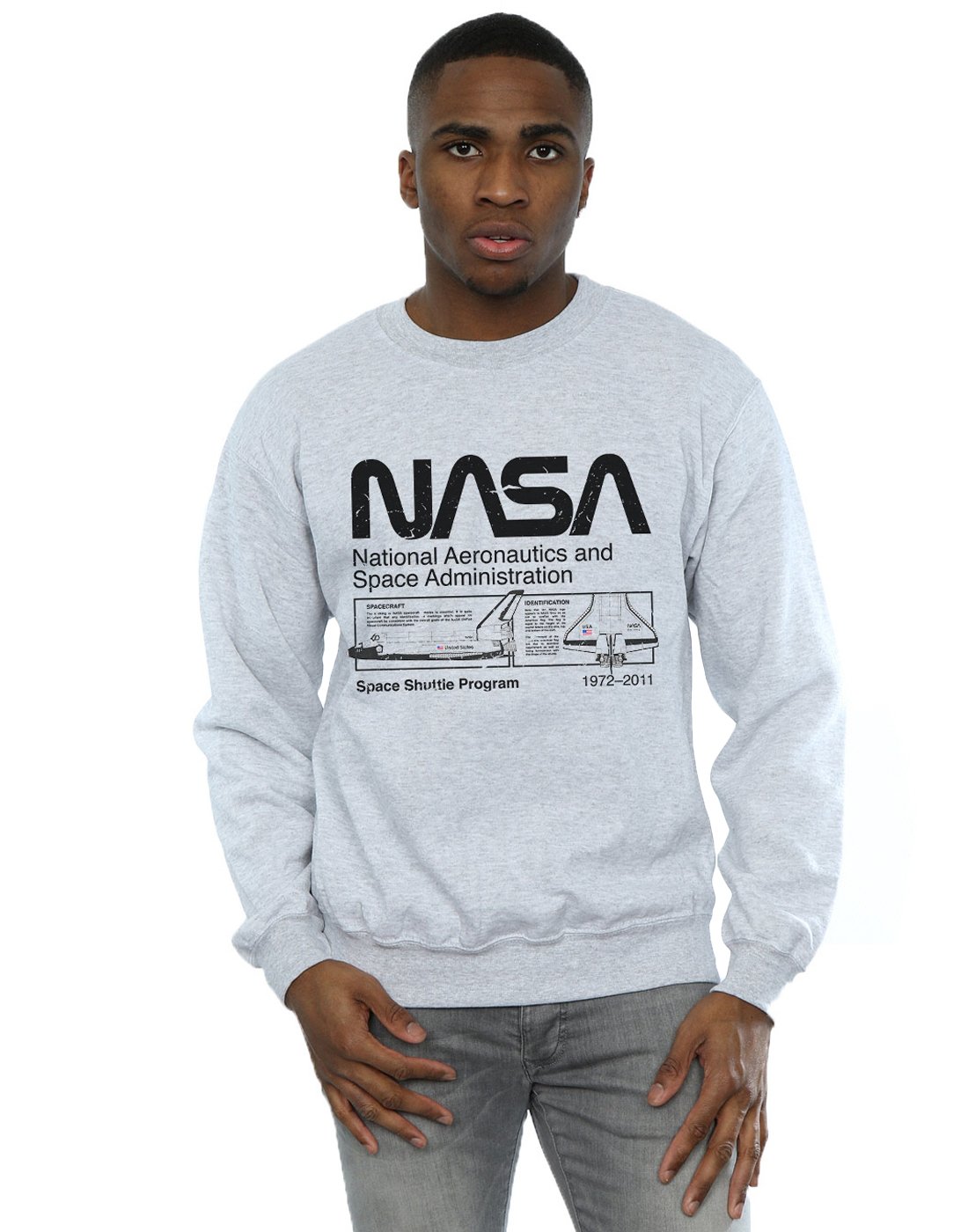 Absolute Cult Men's Sport Grey Nasa Classic Space Shuttle Sweatshirt Large