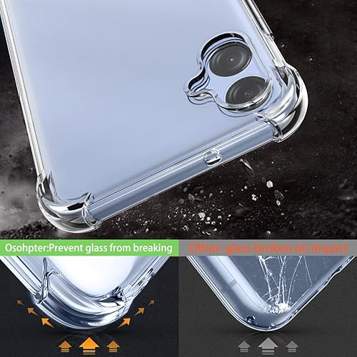 Miniatura 10 de Osophter Funda transparente transparente para Samsung Galaxy A04E con 2 protectores de pantalla de esquinas reforzadas de poliuretano termoplástico