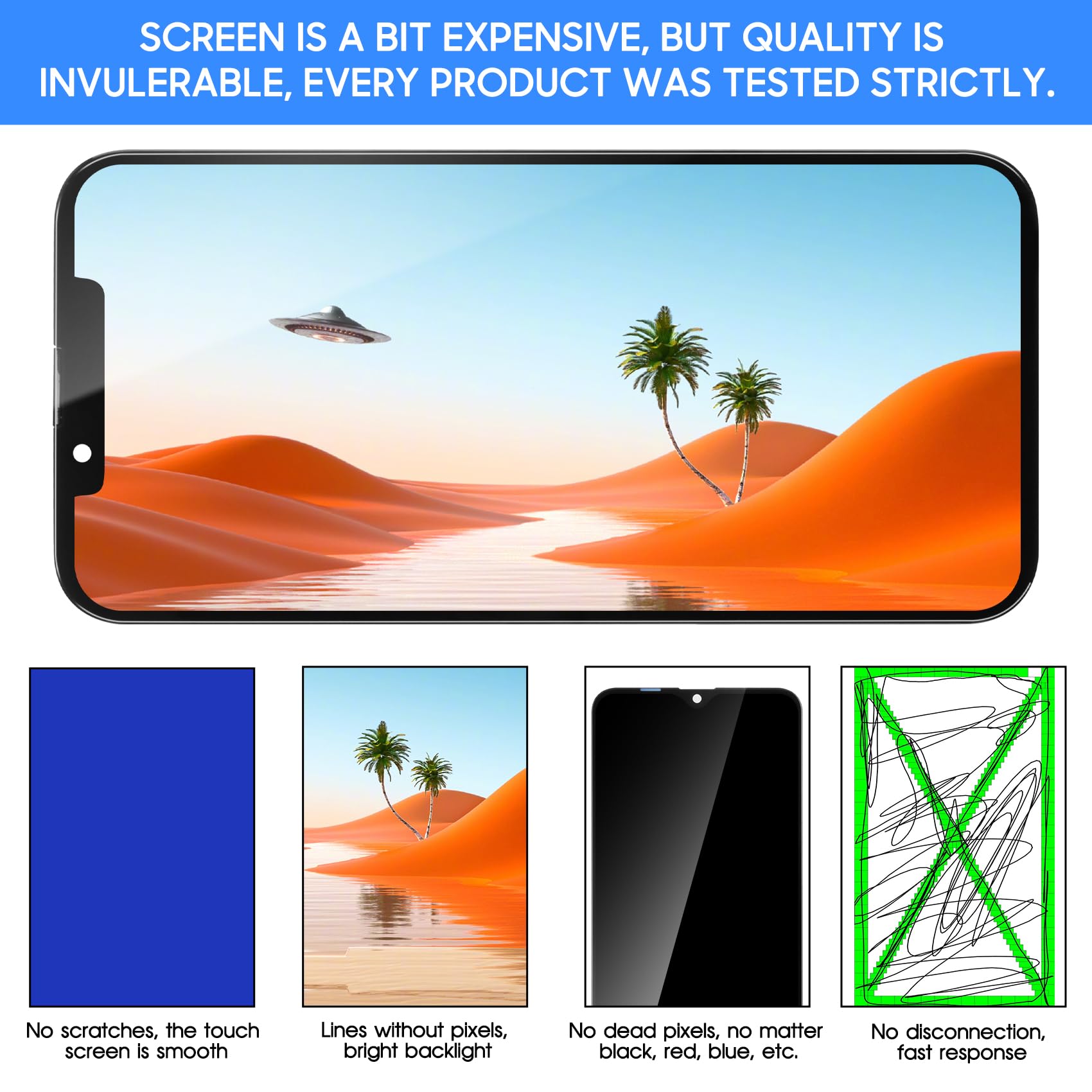 LADYSON Écran pour iPhone 13 Écran LCD pour iPhone 13 A2633 A2482 A2631 A2634 A2635 LCD Affichage Écran Tactile Numériseur Kit de Remplacement + Outil (Incell, Non Original)