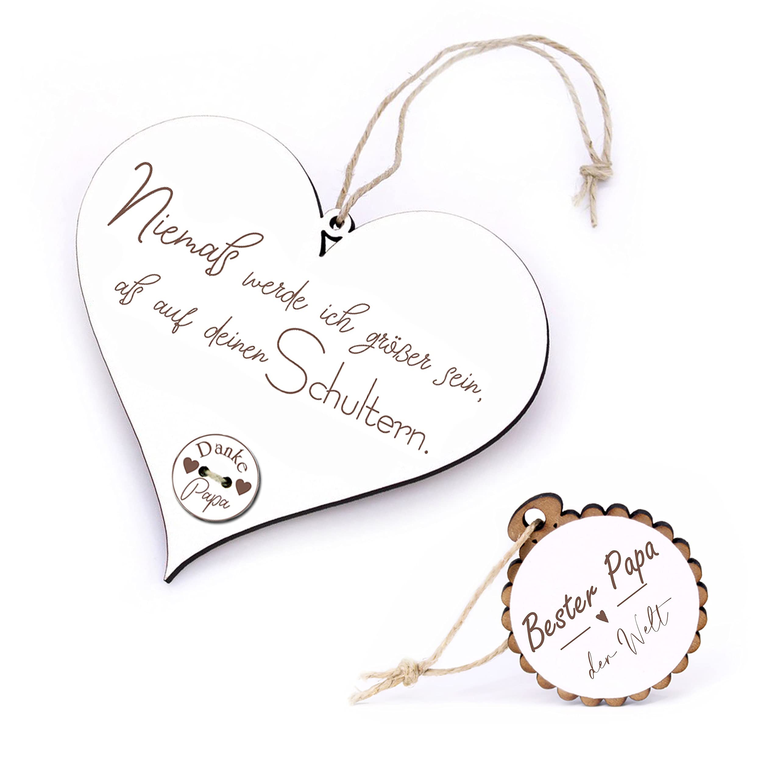 Handgefertigtes Holzschild In Herzform – Geschenk Für Papa Zum Vatertag Mit Persönlicher Aufschrift