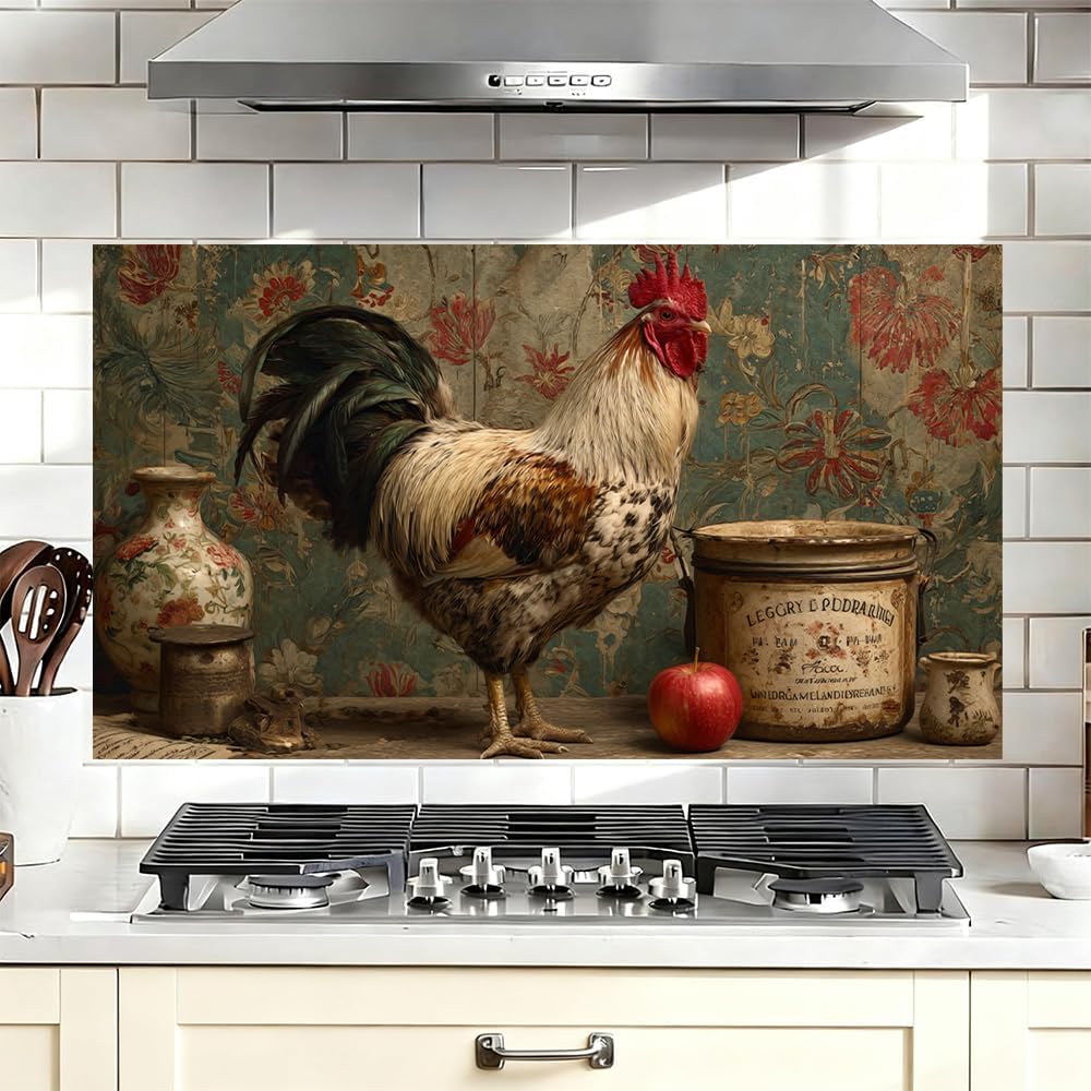Peel and Stick Backsplash for Kitchen Stove, Oil Proof Murals for Fireplace Decor, Removable Self-Adhesive paper for Mother's Day, Waterproof Vinyl Cafe Decal, 30.3"W x 16.1"H Vintage Coffee Art