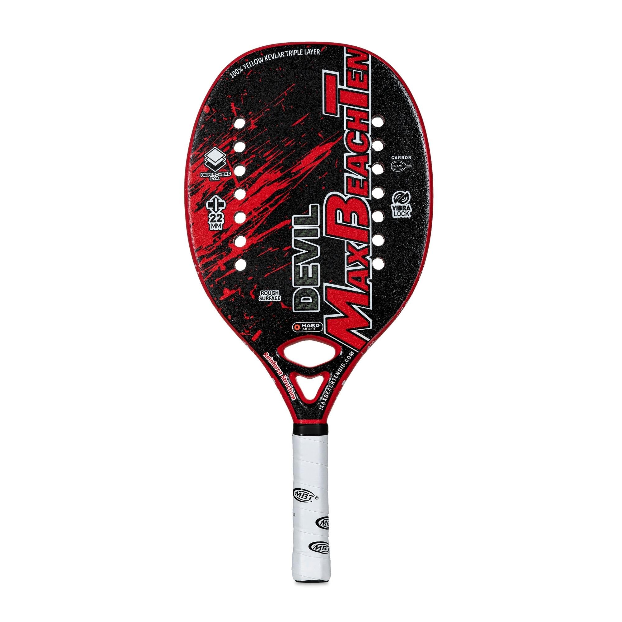 MBT DEVIL, Racchetta Beach Tennis 100% Yellow kevlar e carbonio - Trattamento ruvido- Eva High Power – Leggera e Bilanciata – Profilo 22 mm - Custodia inclusa