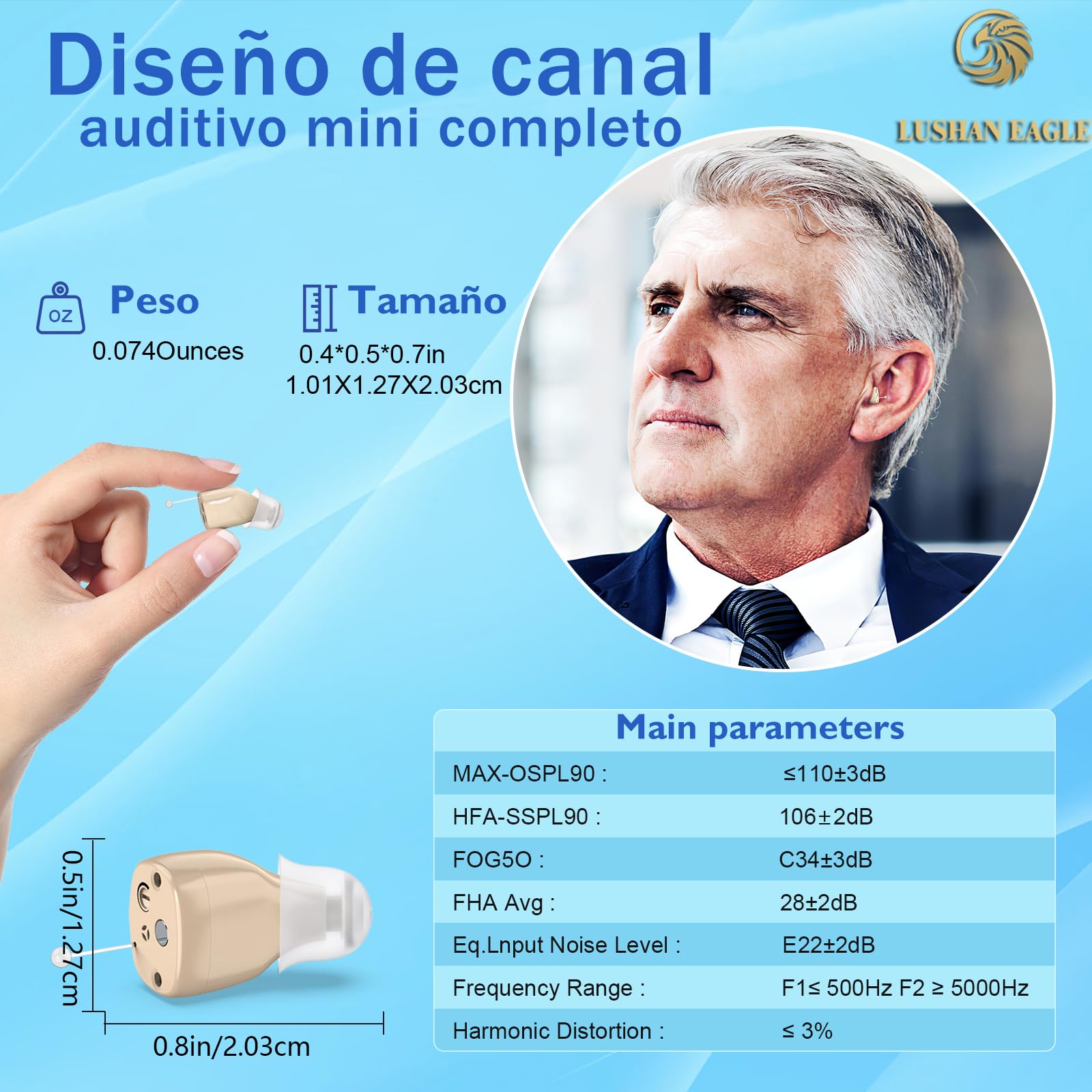 Auriculares amplificados amplificador de sonido recargable mini portátil (Negro)