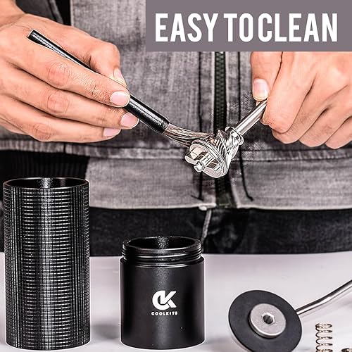 Miniatura 4 de Molinillo de café manual con grosor ajustable, capacidad de 1.06 oz con rebaba cónica de acero inoxidable CNC, verter sobre café para molinillo de