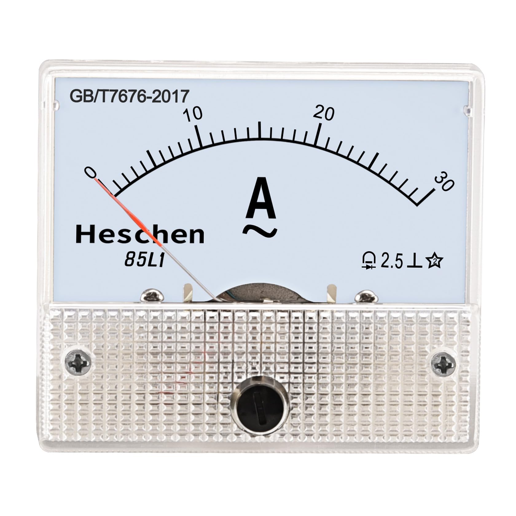 Heschen 85L1-30A - Misuratore di corrente rettangolare a pannello con amperometro AC 0-30A, classe 2,5, colore: Bianco