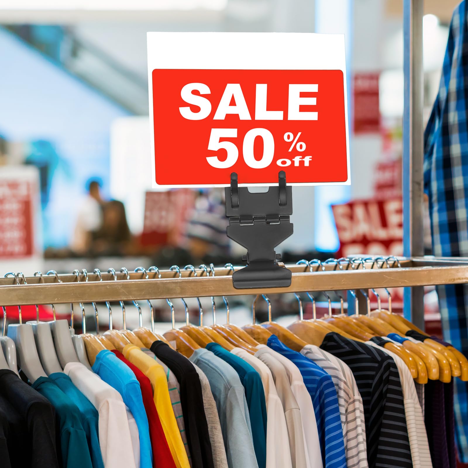PATIKIL 10 metalowych klipsów do znaków, obrotowy uchwyt na znaki, stojak, stojak, stojak, stojak, towar i cena, zaciski do ekspozycji detalicznej w supermarkecie, srebrny odcień