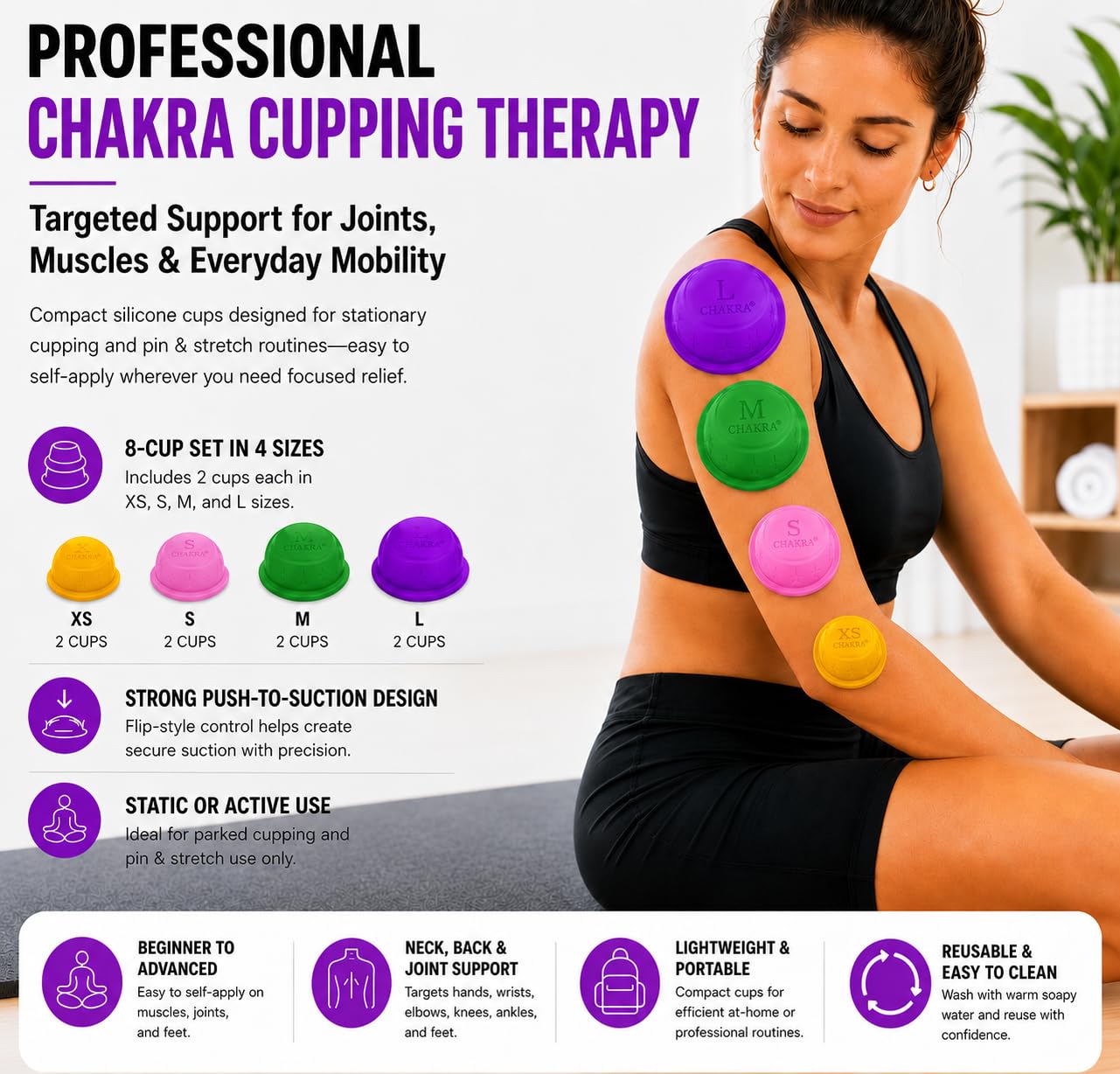 Lure Home Spa – Ionen-Energie-Schröpftherapie-Set: 10 Silikon-Cups – Am besten für statisches Schröpfen, Fuß- und Handreflexzonen, Arthritis, Muskel- und Gelenkschmerzen, Schultern, Rücken, Knie