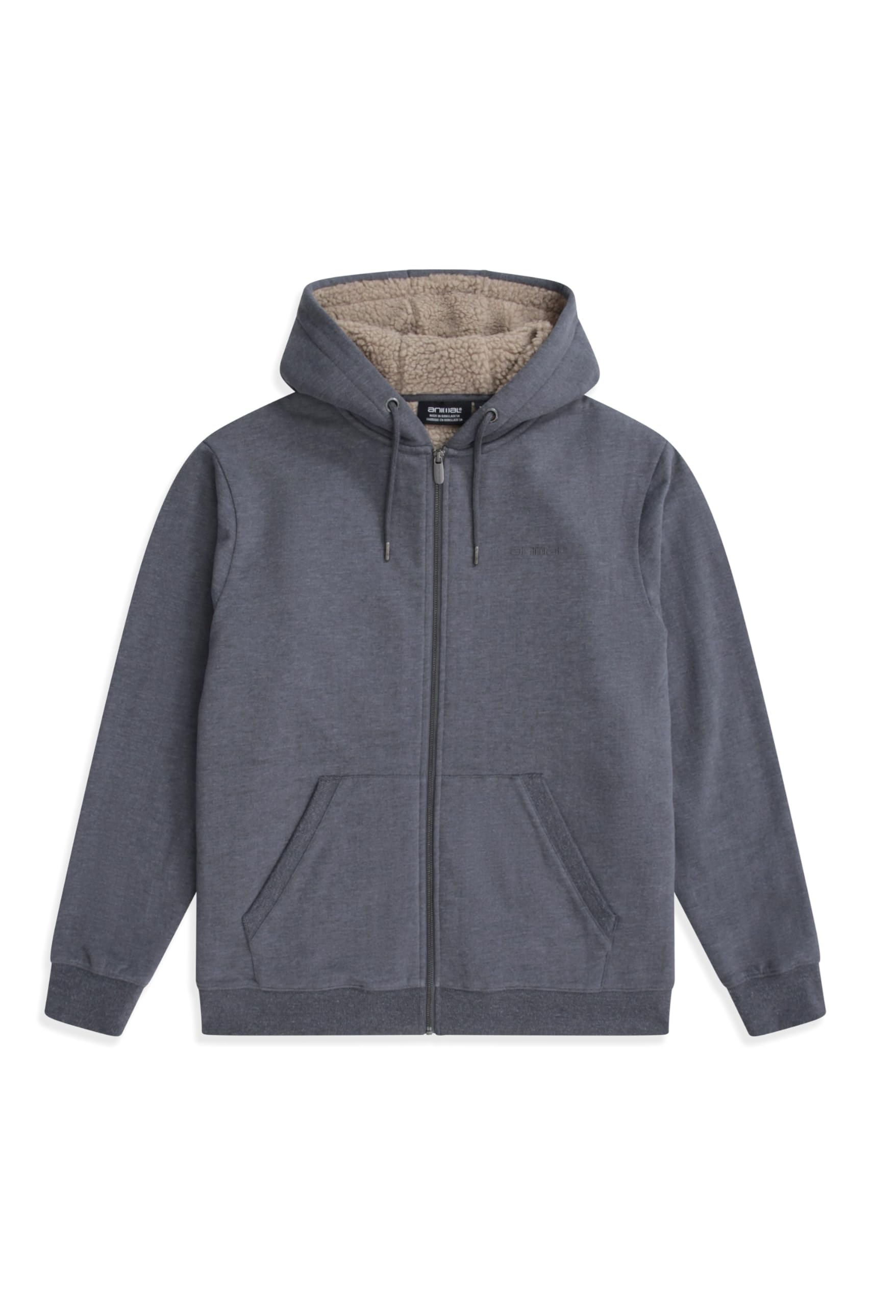 Animal Men's Charcoal Samuel Hoodie - Sherpa Lined Sweatshirt With Adjustable Hood & Kangaroo Pocket - Autumn Winter Outdoors, Holiday, Walking, Hiking Xl