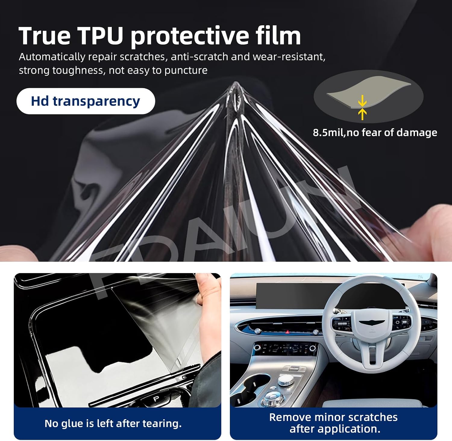 Precut Paint Protective Film for 2025 Janissaries GV70 8.5Mil Transparent TPU HD Film Scratch Protector Interior Center Controls Accessories