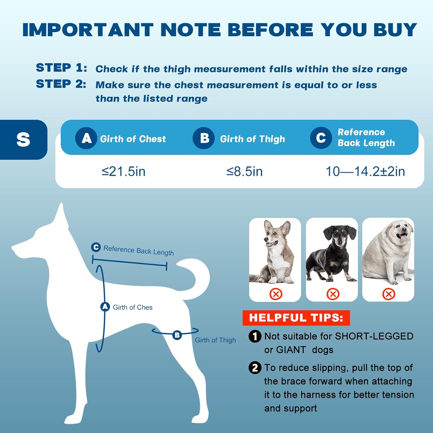 Dog Knee Brace for Torn ACL CCL– Adjustable Dog Rear Leg Support Brace with 4 Metal Stabilizers, Helps with Luxating Patella, Ligament Injuries & Hip Dysplasia,S