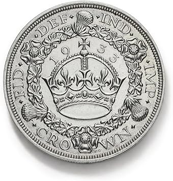 Old British Coins, 1933 George V Wreath Silver Crown, Great Britain Antique Coin Set, UK Old Coins for Collectors, Vintage Ancient Coin Collection, Historical Souvenirs