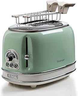 Ariete 155 Vintage Toaster 2 Slices of Bread – with Tongs – 6 Roasting Levels – 810 Watt – Stainless Steel – Vintage Line…