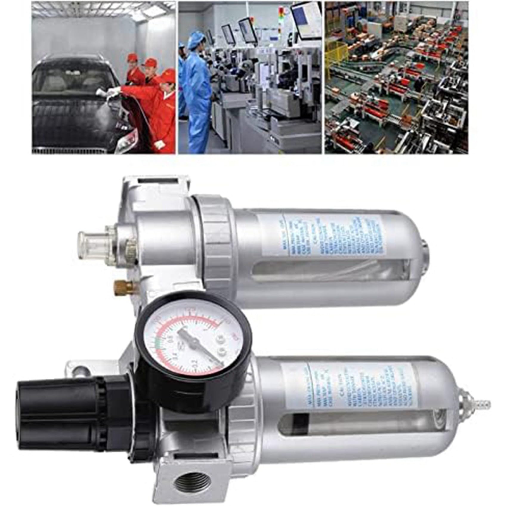 2X Regolatore di Pressione 'Aria, Regolatore del Filtro del Compressore D'Aria, Separatore di Pulizia Della Trappola per Umidità SFC300 3/8