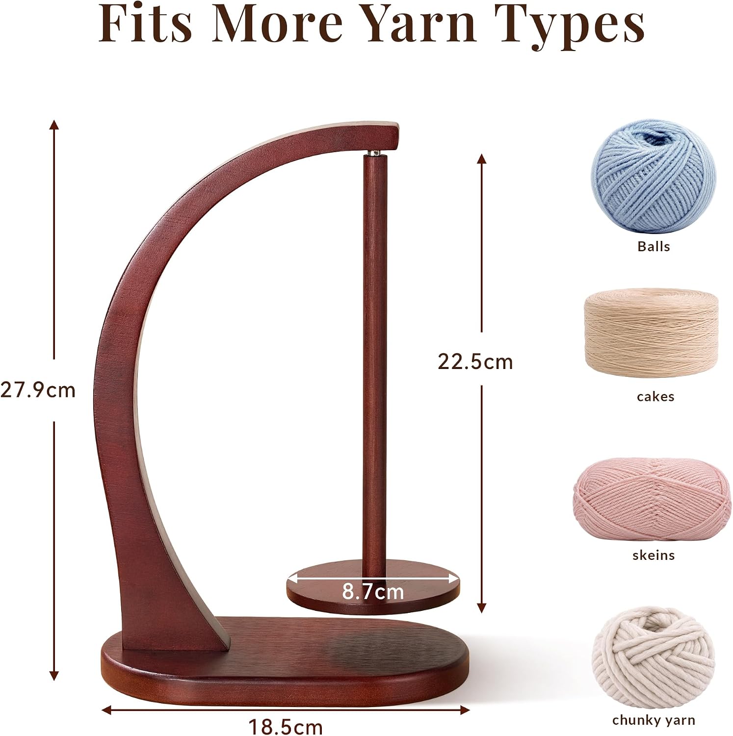 Magnetic Yarn Holder for Crocheting and Knitting, Brown