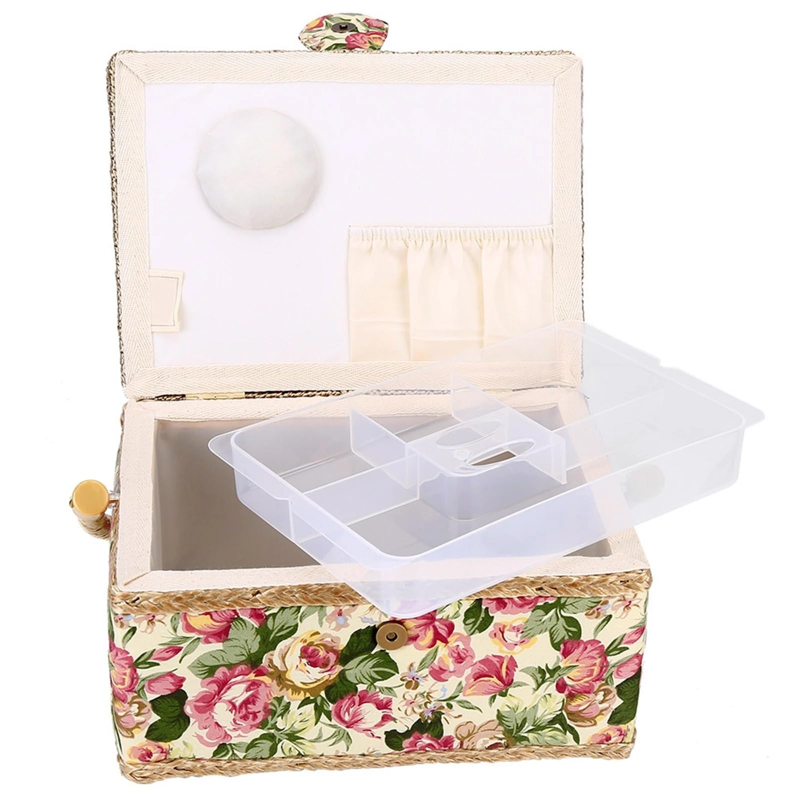 Cesta de costura grande, cesta vintage for agujas, hilo, cinta métrica y otros suministros, caja almacenamiento Para Hogar(StyleA)