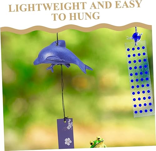 Miniatura 9 de VICASKY Campana de viento japonesa de hierro fundido para exteriores, decoración de delfín, adornos de campana de metal, campana colgante