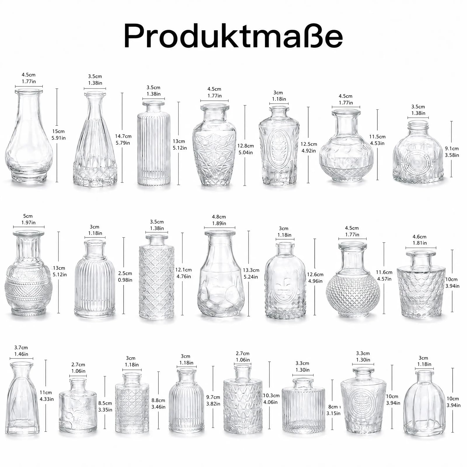 Juego de 22 jarrones pequeños de cristal transparente para decoración de mesa, bodas, hogar y fiestas