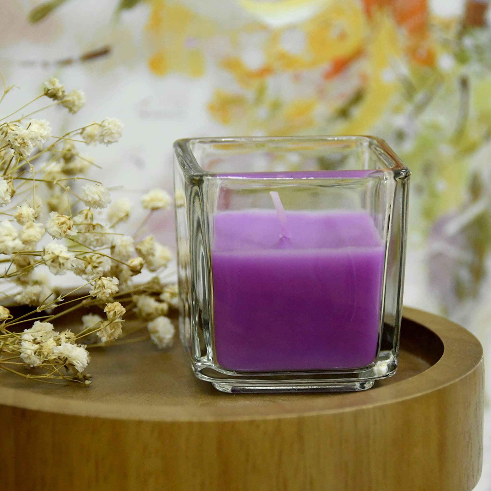 Amazon｜Zest Candle キャンドル12個セット 紫の正方形ガラス