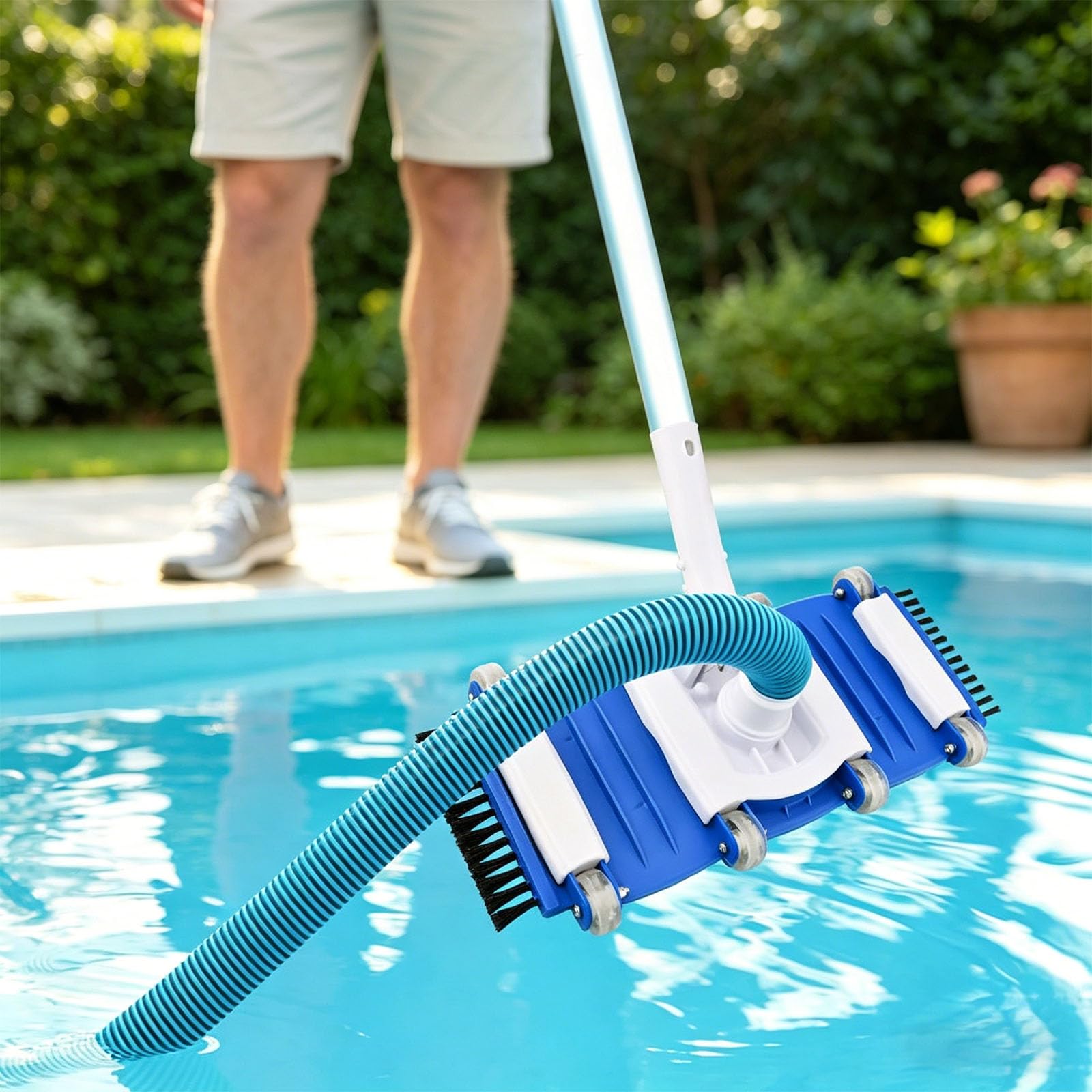 Tête d'aspirateur de piscine avec brosses rotatives et latérales pour un nettoyage et un entretien efficaces de la natation - Large aspirateur