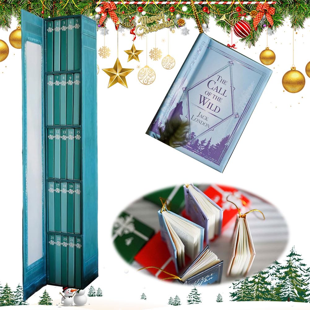 Calendario de Adviento con Mini Libros para Amantes de la Lectura, Reutilizable con 24 Regalos
