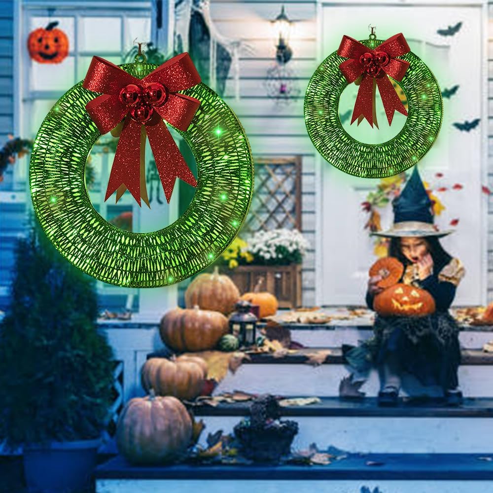 Lot De 12 Couronnes Rondes En Métal Vert Foncé Pour Noël, Nouvel