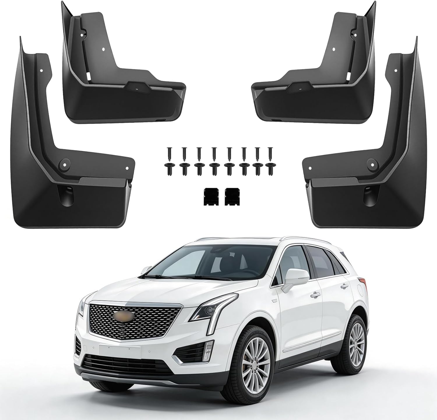 No Drill Mud Flaps for 2017-2024 Cadillac XT5 SUV,Heavy Duty Front & Rear OEM Mud Guards,All Weather Splash Guards Set for Luxury/Premium/Livery Models,Not Fit Sport with Running Boards & Side Skirts