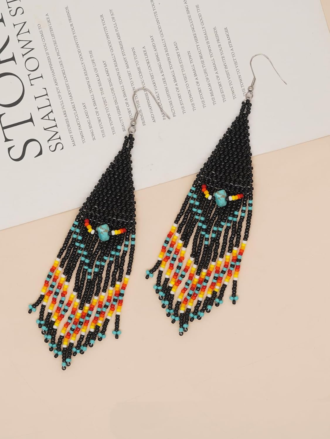 Festive Dangle Drop Beads Earrings for Women Trendy,Bohemian Handmade Glass Seed Beaded Prom Lucky Jewelry Gift. - Image 5