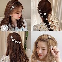 Vista 7 de 10 pinzas pequeñas de perlas para el cabello para mujeres y niñas, diseño de garra de flor de perla, accesorios decorativos para el cabello