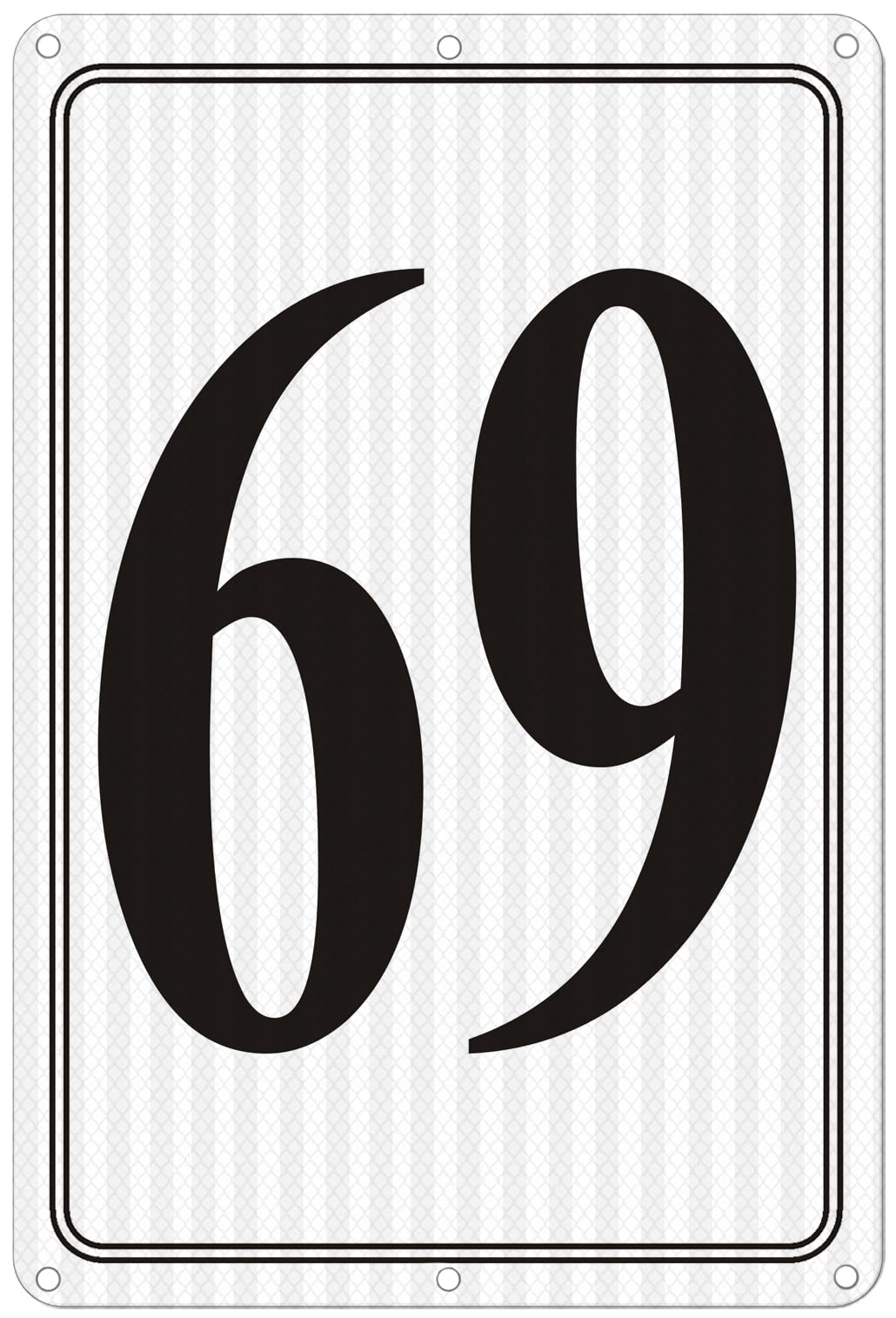 i-CowFun Premium Reflective Metal Number Signs 69 - Aluminum 12" X 8" Parking Spot Numbered Signs Outdoor, Large, Floor, Dock, Court, Aisle, Field, No Fade, Weather-Resistant