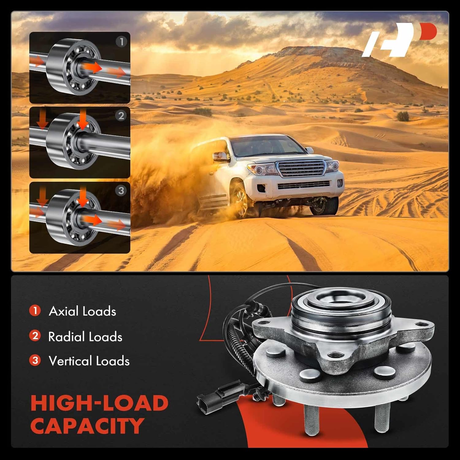 A-Premium Front Wheel Bearing and Hub Assembly with ABS & 6-Lug Compatible with Ford Expedition 2015-2017 & Lincoln Navigator 2015-2017, RWD Only