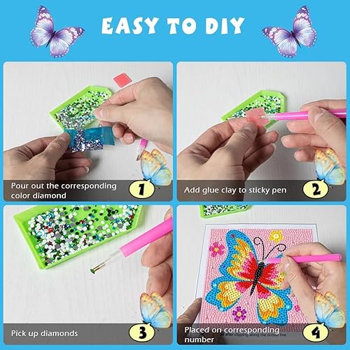 Miniatura 10 de QEUOYSS Kits de arte de diamantes 5D de 6 piezas para niños principiantes, kits fáciles de artes y manualidades para niños de 8 a 12 años, juego de