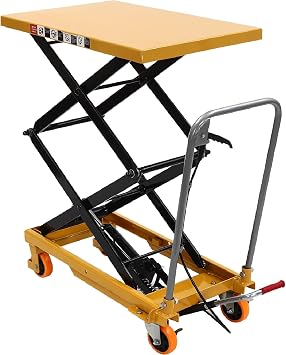 Double Scissor Hydraulic Lift Table Cart, 330lbs Capacity, 45" Lifting Height, Hydraulic Lift Table with Locking Wheels, Elevating Hydraulic Cart for Material Handling and Transportation