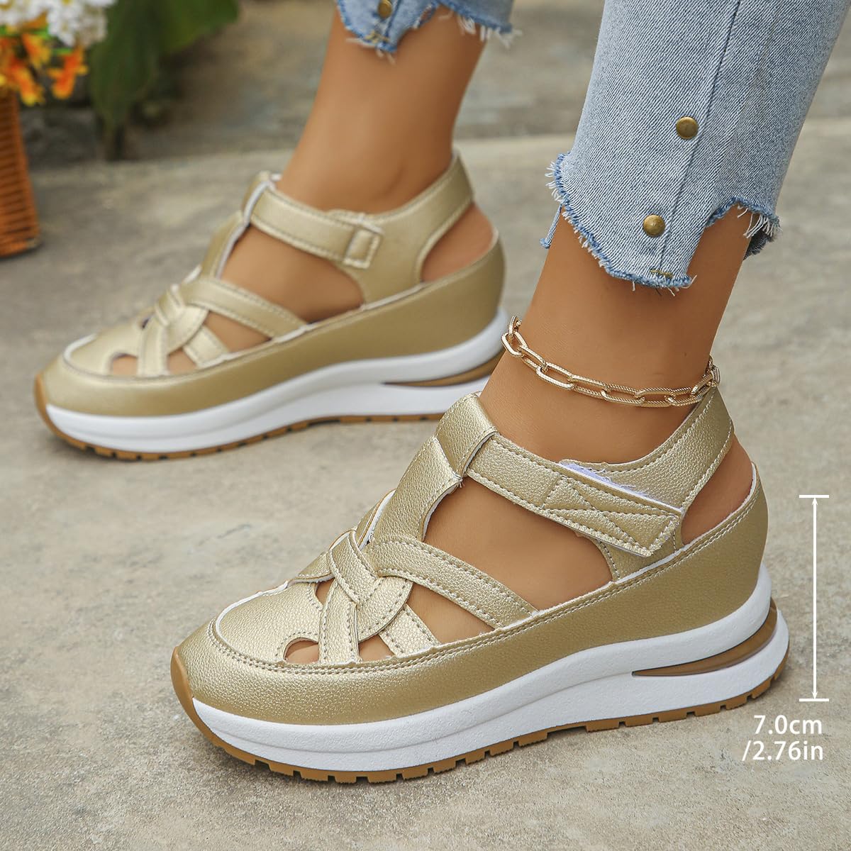 Sandali da donna Hollow Out Breathable Platform Wedge Sandals Sneakers, Sandali da donna Closed Toe Sandals, Summer Gladiator Roman Sandal