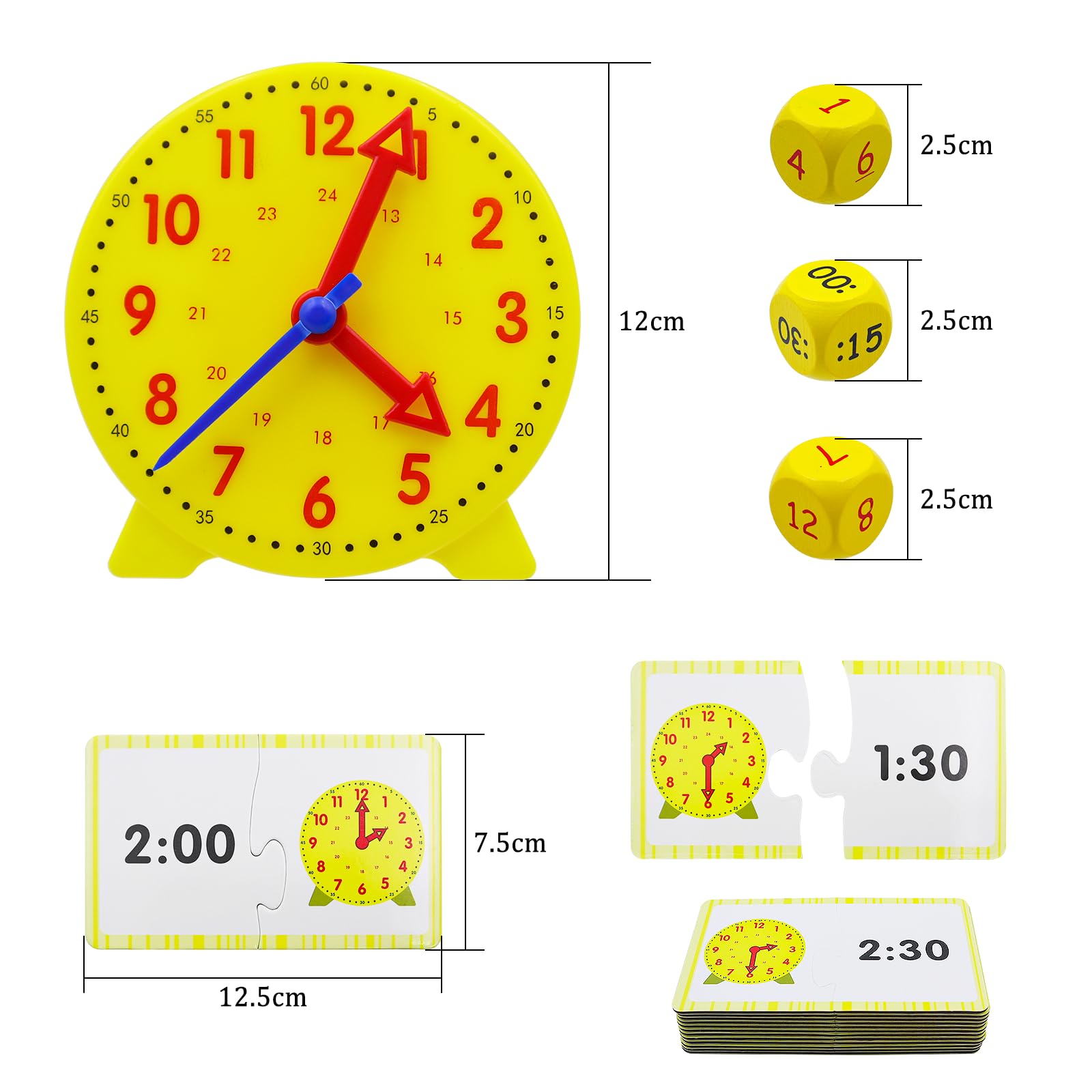 CONNECTION Orologio Giocattolo per Apprendimento Modello di Orologio Didattico Precoce Regali per Bambini Impara a Leggere L'orologio Orologi Educativo Regalo per 5 + Anni Ragazzo Ragazza Studenti