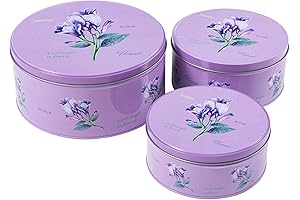 Gathery Historical Artifacts Decorative Round Tin Boxes Set for Storage of Souvenirs, Collectibles, Treats, Trinkets(Lavender)
