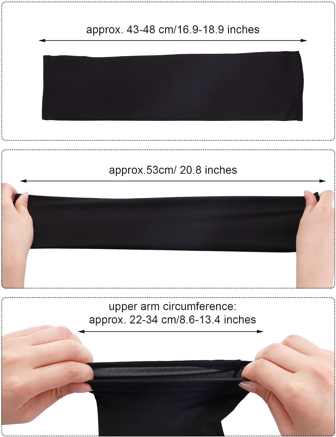 Bememo Unisex UV Protection Sleeves Long Arm Sleeves for Women Cooling Arm Cover for Outdoor(Black,12 Pairs)