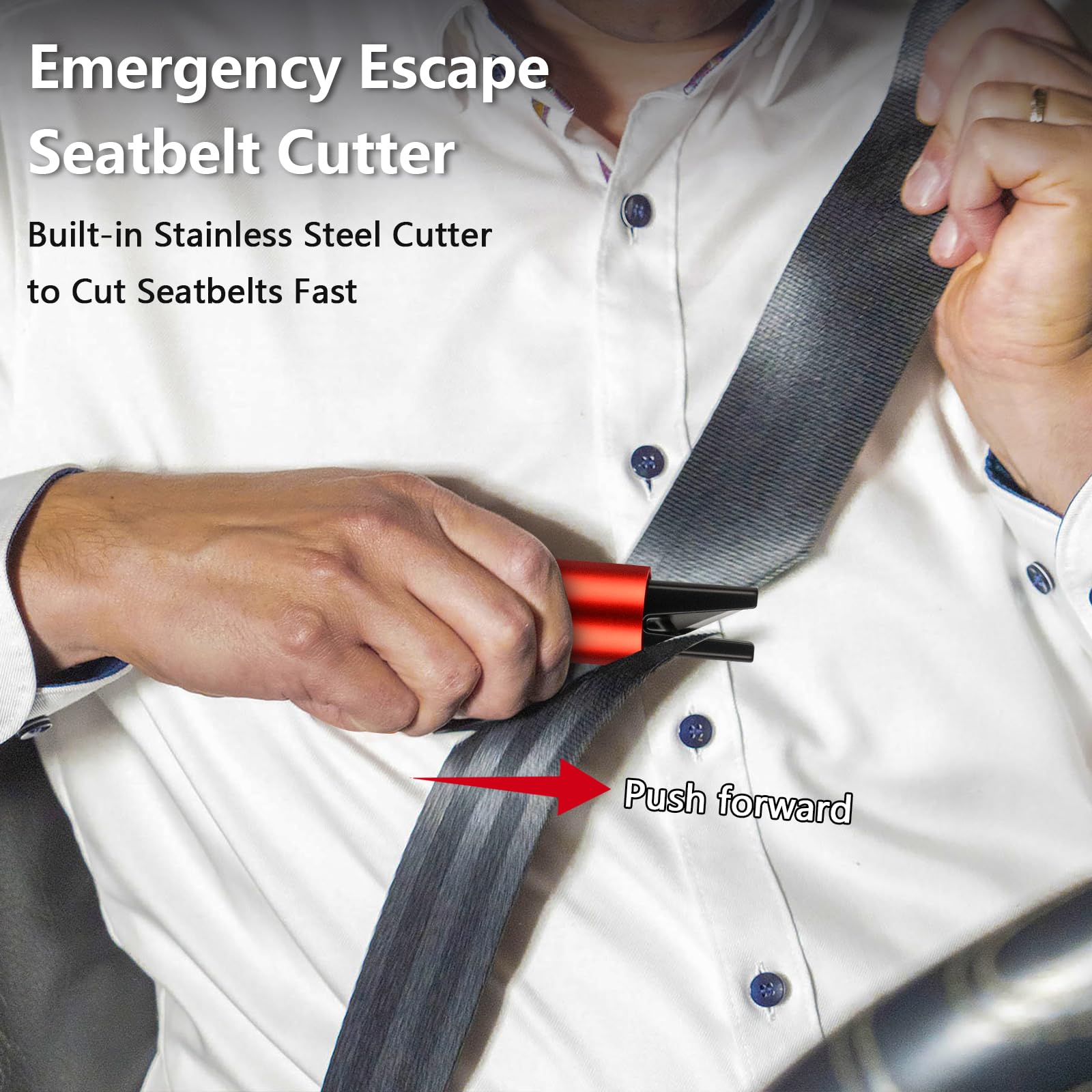 MOXYOY 2-Pack Car Escape Tool, 2-in-1 Window Breaker and Seat Belt Cutter with Holders, Emergency Car Safety Hammer for Vehicle Emergency Kits, Red — view 3