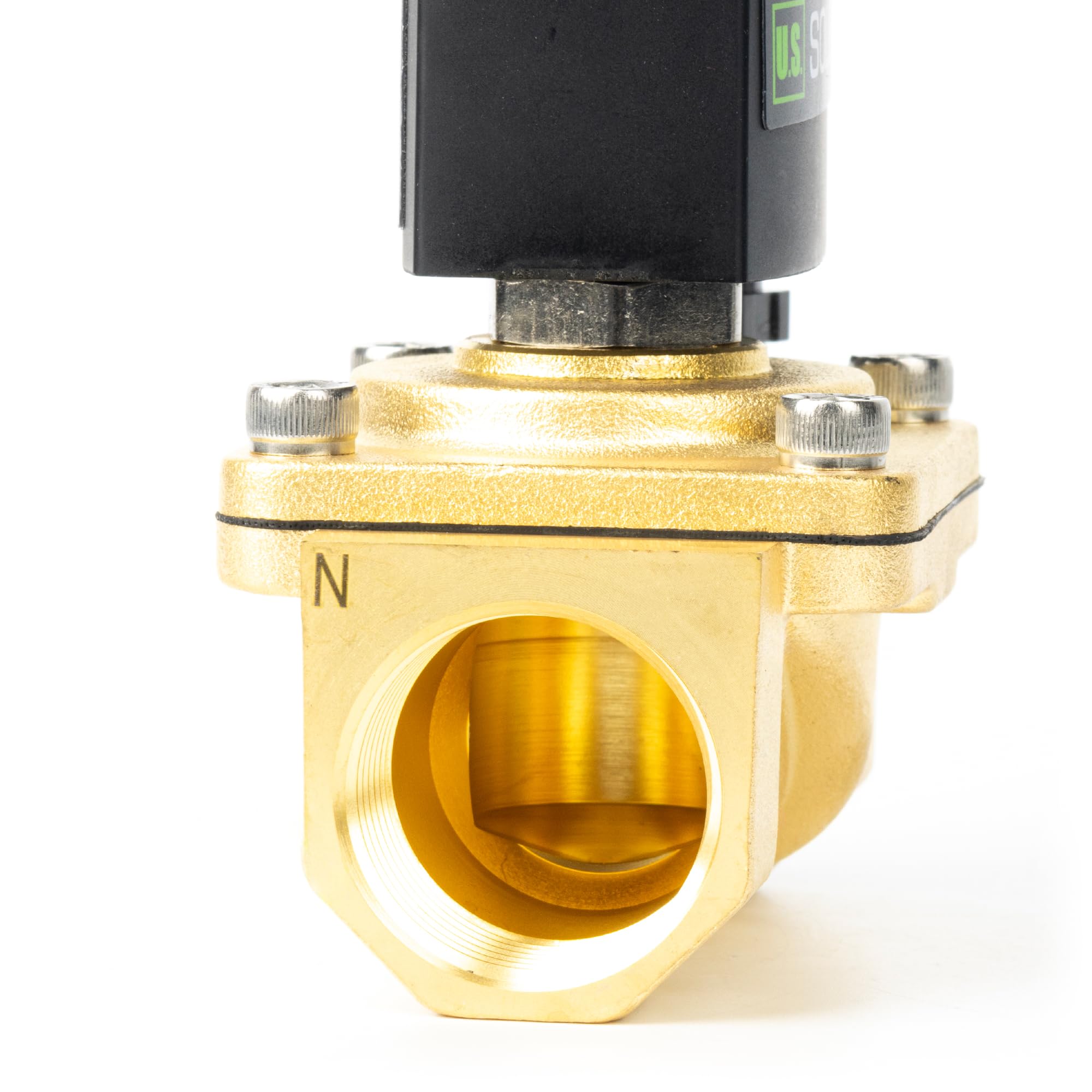 U.S. Solid Zawór elektromagnetyczny 1" - mosiądz AC 220 V z uszczelką Viton, normalnie zamknięty, typ skrzynki przyłączeniowej, gwint G