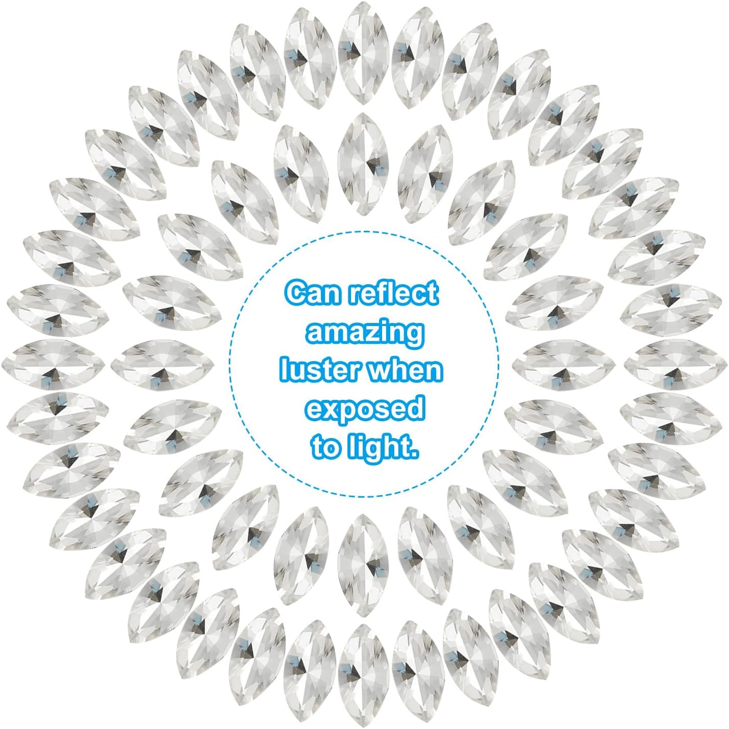 PATIKIL Marquise Gems, 25 Pcs 18x9mm Glass Rhinestones Flat Back Navette Horse Eye Crystal Gems for Jewelry Making DIY Craft, White - Image 4