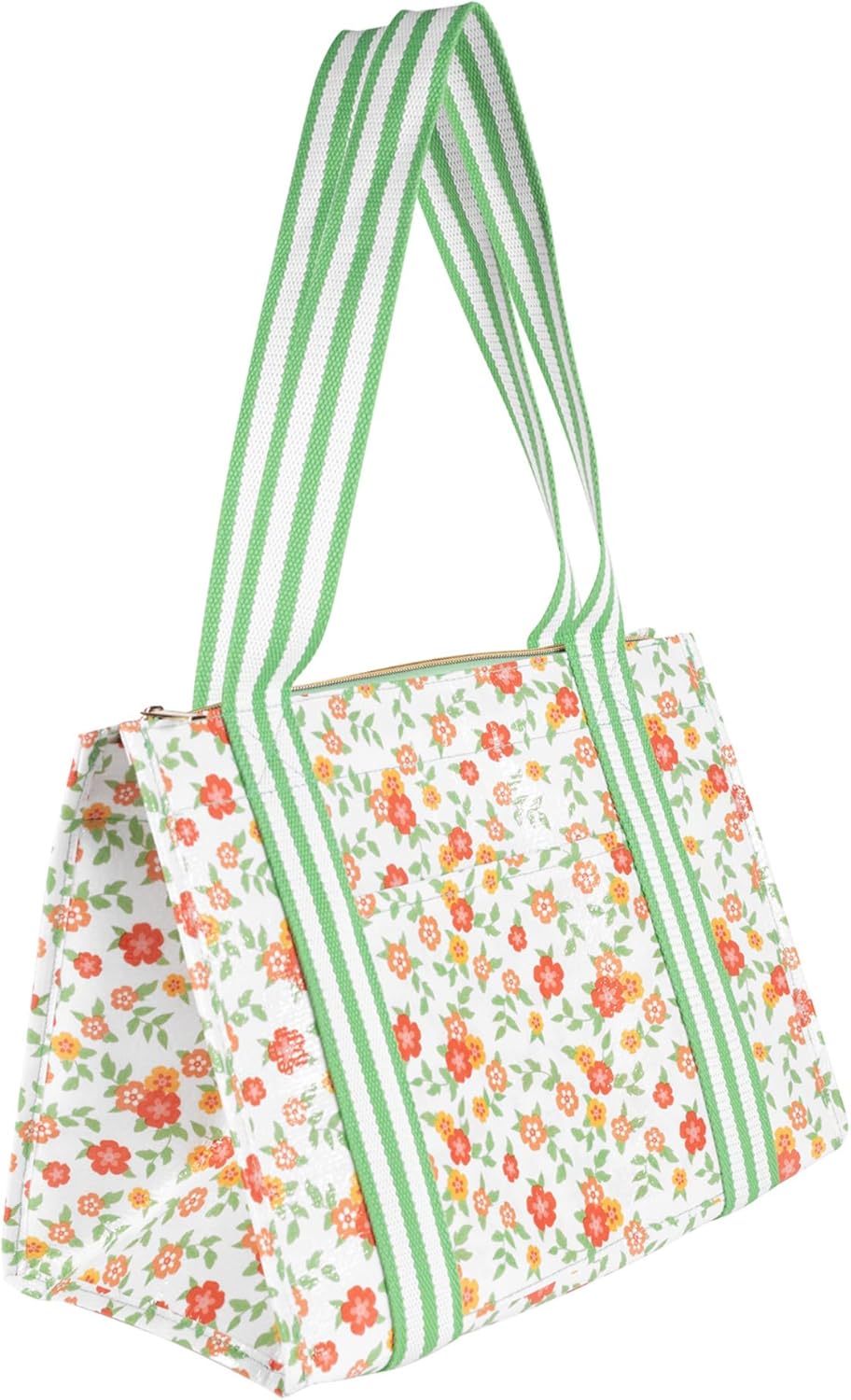 Martha Stewart Large Lunch Bag, Insulated Lunch Box for Women, Small, Water-Resistant with Comfortable Carry Straps, Small Cooler Measures 14" x 8" x 10", Floral Cloud Dancer