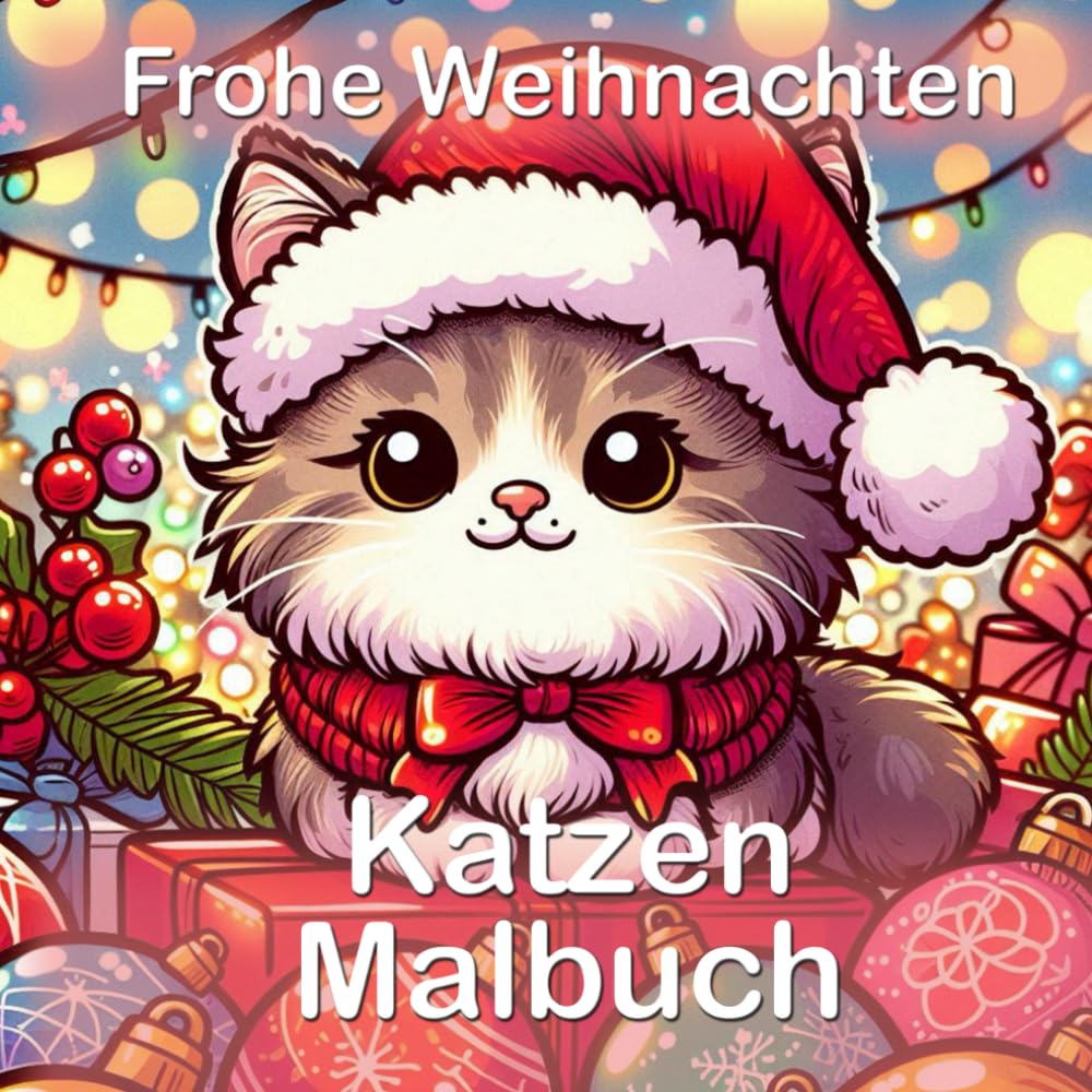 "Frohe Weihnachten"-Katzen Weihnachtsmalbuch, Ausmalbuch für Kinder und Erwachsene mit 50 wunderschönen Motiven: mit niedlichen Katzen, ... Entspannung & Spaß in der Adventszeit