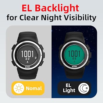 EZON Mens Pedometer Watch, Waterproof Step Counter Watch with Calories & Stopwatch, EL Backlight, Non-Bluetooth Pedometer for Walking and Daily Exercise