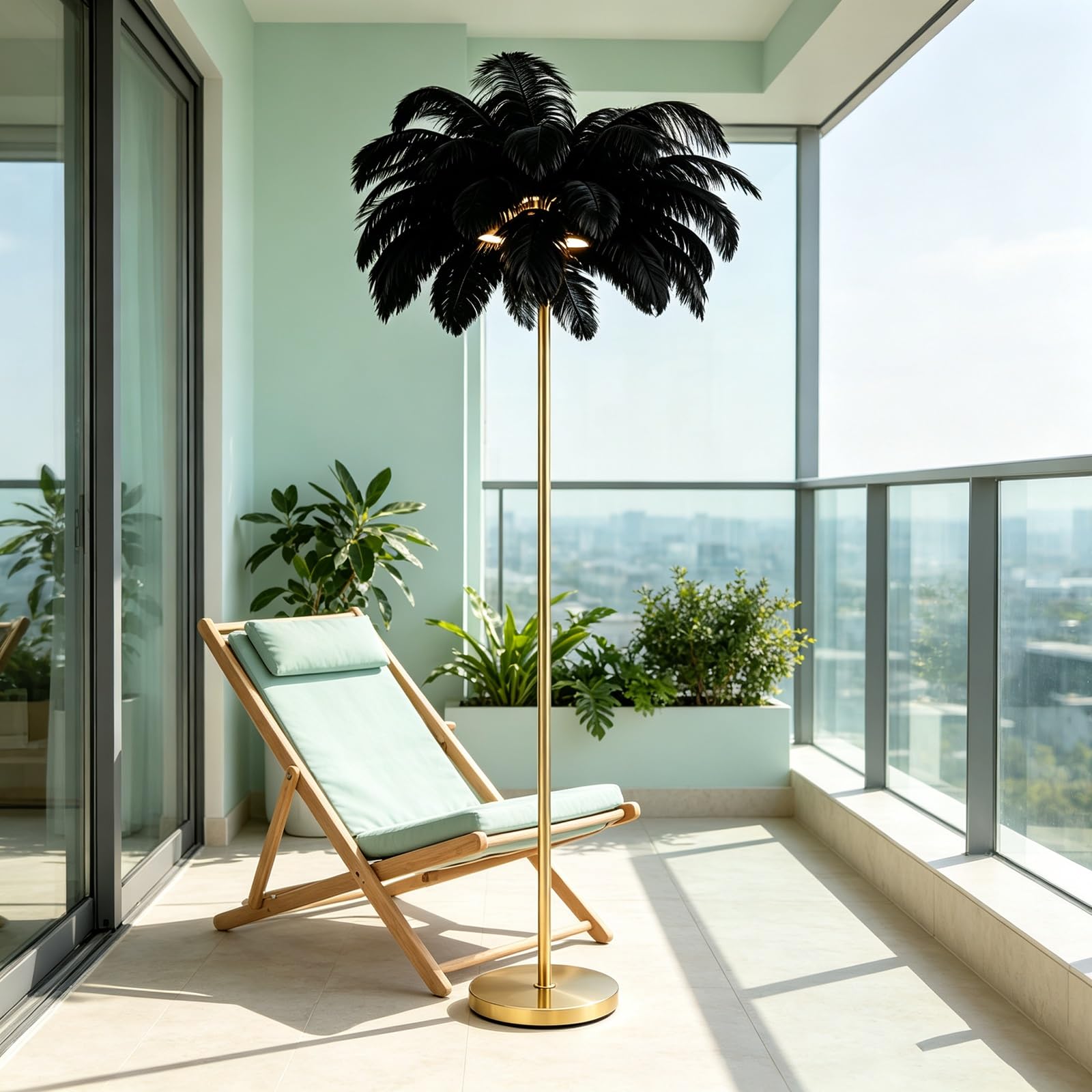LCNDKF Modern Standing Feather Floor Lamp
